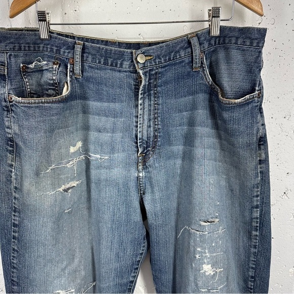 Vintage Y2K Lucky Brand Size 38 x 33.5 Destroyed Distressed Bootcut Jeans - Picture 2 of 15